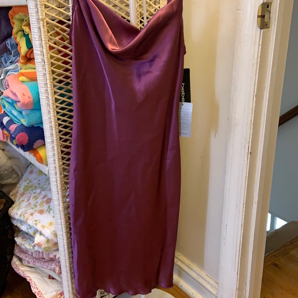 purple silk slip dress